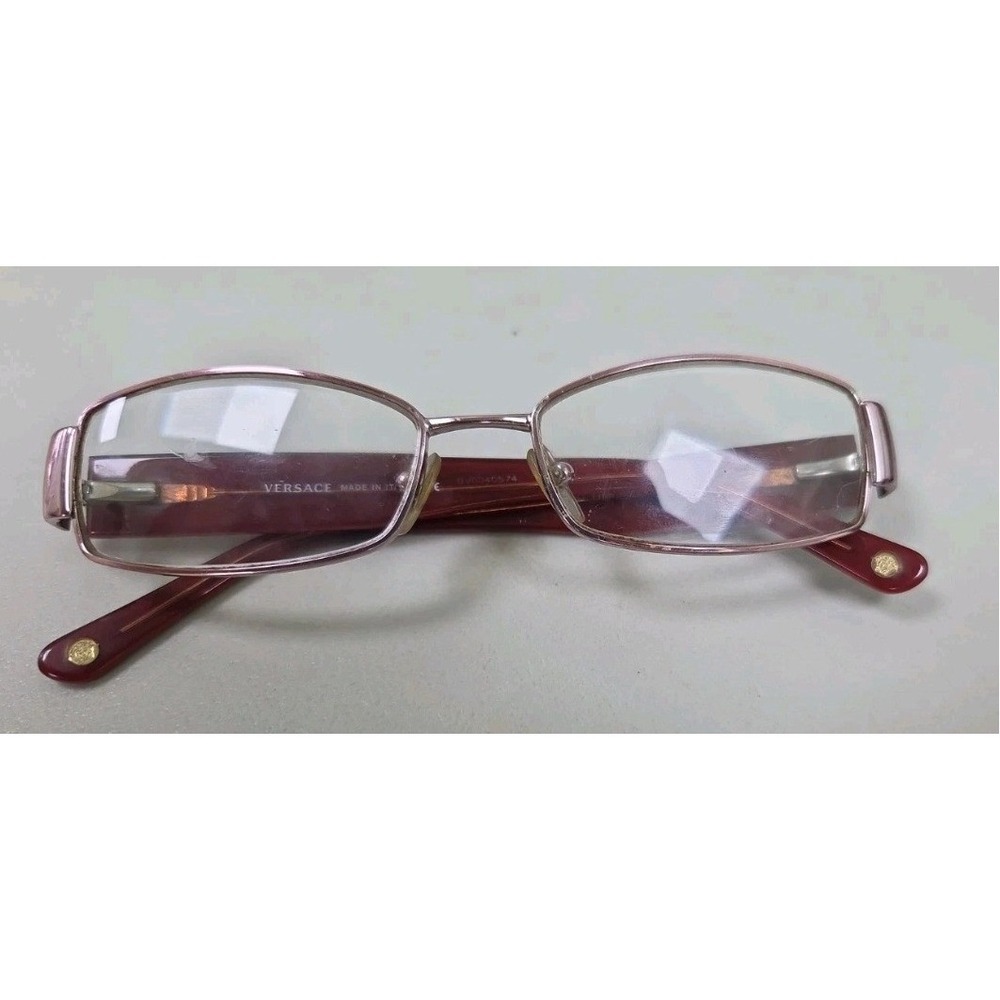Versace Mod 1168-H Burgundy Rose Pink Rectangular Eyeglasses Frames Italy 52-16